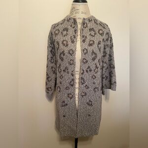 cupcakes & cashmere Gray and Brown Patterned Cardigan